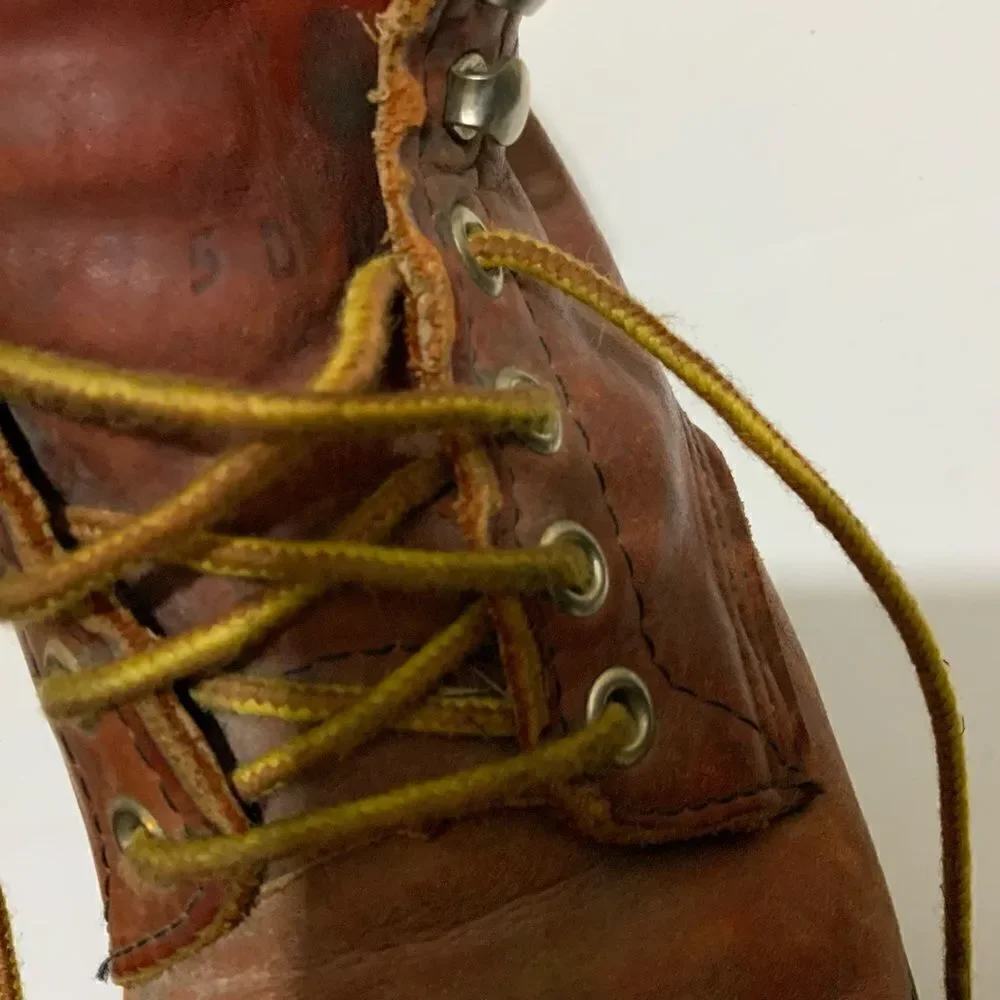 Vintage RED WING Oxblood Leather Work Boots steel toe SIZE 5D